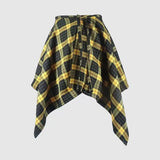Shopmocho Fashion Tassel Hip Hop Irregular Men and Women Fake Shirt Hem Spring Autumn False Shirt Skirt Half-body Plaid Skirts Womens Saia
