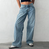 Shopmocho Y2K Baggy Jeans for Women Trendy Low Rise Casual Straight Leg Boyfriend Jeans Denim Pants with Pocket Streetwear