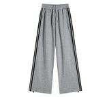 SHOPMOCHO Women Stripe Chic Straight Pant Autumn Spring Retro Sports Sweatpants High Waist Color Blocked Trouseres Lady Casual Streetwear