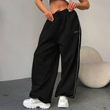 SHOPMOCHO Y2K American Black Retro Hip-Hop Oversized Woman Fashion Casual Sweatpants Loose Jogging Pants High Waist Wide-Leg Streetwear