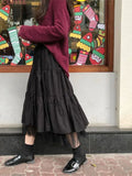 Shopmocho Long Tulle Midi Skirts Womens  Autumn Elastic High Waist Mesh Tutu Pleated Skirts Female Black White Long Skirt Streetwear