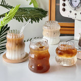 Shopmocho Glass Drinkware Cold Coffee Cups Latte Coffee Glass Iced Juice Milk Water Bottle Aesthetic Cup Wine Cocktail Glass כוסות לקפה קר