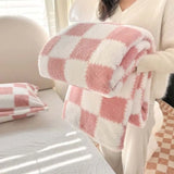 SHOPMOCHO 1 piece pink white flannel panda fleece soft and comfortable blanket nap blanket suitable for sofa bed sofa office suitable