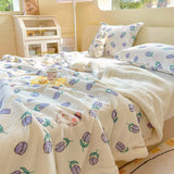 SHOPMOCHO Winter Cartoon Printed Lamb Wool Blanket Thick and Warm Coral Fleece Blanket for Office Napping Fluffy Soft Plush Bedspread