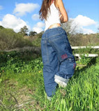 Shopmocho Light Colour Trend Dressing Up Korean Style Simple Baggy Angel Printed  Jeans 2025 Spring Necessary Solid Retro Straight Pants