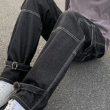 SHOPMOCHO Cargo jeans Men Wide Leg Jeans Hip Hop Casual Men's Straight Baggy Denim Pants Streetwear Skateboard Pant Neutral Trousers