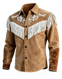 SHOPMOCHO 2026 Autumn Winter Men's Fur Fringed Jacket Coat Vintage Ethnic Trendy Button Open Lining Casual Jacket Streetwear Men's Coat