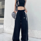 Shopmocho American Retro Black Street Hip-hop Trend Leisure Wide-leg Trousers Thin Straight Tube Baggy Sweatpants