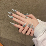 Shopmocho Handmade Press on Nails Shiny Pink Cat Eye Fake Nails for Women Girl Wearable Glitter Full Crystal Design False Nail Tips