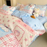 SHOPMOCHO Boys Girls Duvet Cover Set with Zipper Ins Cute Cartoon Bed Flat Sheet Pillowcases No Filler Twin Queen Size Fashion Bedding Set