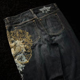 SHOPMOCHO 2026 American New Fashion Star Pattern Embroidery Old Jeans Women Y2K Gothic Hip-hop Casual Joker Straight Wide-leg Trousers