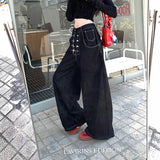SHOPMOCHO Y2k Clothes Jeans For Woman Baggy Loose Wide Leg Distressed Washed High Waist Trousers Streetwear Casual Long Pants