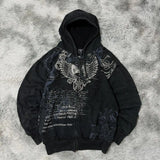 SHOPMOCHO American New Fashion Oversized Pattern Printed Zipper Hooded Sweater Men Y2K Gothic Harajuku Hip Hop Popular Couple Hoodies