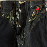 SHOPMOCHO Y2K Floral Baggy Jeans Retro Blossom Embroidery Streamlined Unisex Streetwear Gothic High Street Oversized Wide Leg Men Pants