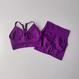 Shopmocho 2 Pcs Yoga Sets Women High Waist Workout Outfits Gym Wear Gym Clothing Sports Suits Fitness Tracksuit Sportswear Shorts Suit