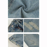SHOPMOCHO Hot Sale Girls Leisure Daily Jeans Women Ins Fashion High Waist Straight Leg Pants Female Chic Ripped Loose Denim Trousers
