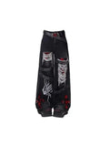 SHOPMOCHO New Retro Blue Gothic Fashion Washed Old Casual Jeans Men Y2K Streetwear Vintage Popular High Waist Baggy Wide-leg Pants