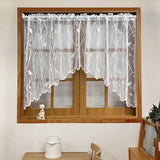 SHOPMOCHO 1pc Lace Bird Short Curtians for Kitchen Cafe Study Room Spring Pastoral Half Sheer Small Window Valance Drapes