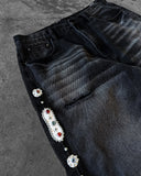 SHOPMOCHO Gothic Diamond Punk Hip Hop Men's Slim Jeans Damaged Destroyed Hole Baggy Denim Long Trouser Pants Y2k Streetwear Ripped Jeans