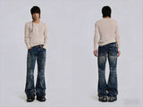 SHOPMOCHO American Retro Clothing Angel Print High-waisted Jeans Men Y2K High Street Trend Washed Oversized Floor-length Pants Women