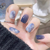 Shopmocho 24pcs Detachable Short Press on Nails Y2k rhinestone False Nails with Glue Ballet Sweet Cool Girls Artificial False Nails Tips