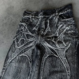 Shopmocho Y2K Baggy Jeans vintage Splicing embroidery Pattern high quality jeans Hip Hop Gothic Streetwear men women Casual wide leg jeans