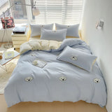 SHOPMOCHO Ins Embroidery  Bed Linen Twin Full Queen King Size  Bed Sheets Set  Adults Kids Floral Bed Flat Sheet Pillowcase Christmas Gift