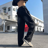SHOPMOCHO 2025 new men's cement grey work jeans Y2K street hip-hop large pocket wide-leg straight jeans trousers jogging black light blue