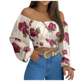 SHOPMOCHO Off Shoulder Shirts Puff Long Sleeve Y2K Crop Tops Summer Clothes Women 2026 Black White Blouse Bandage Elegant Sexy Women Shirt