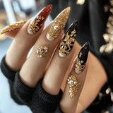 Shopmocho 24pcs/set Medium long fake nails Swan fish flowers for summer season gradient almond square ballet tips press on false nails