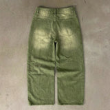 SHOPMOCHO Y2K Street Matcha Denim Jeans Pocket Green 6 Ball Embroidery Denim Pants London High Street Trend Streetwear Unisex Baggy Jeans