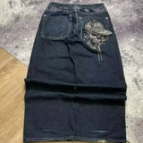 SHOPMOCHO 2026 American New Fashion Star Pattern Embroidery Old Jeans Women Y2K Gothic Hip-hop Casual Joker Straight Wide-leg Trousers