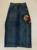 SHOPMOCHO Y2K High Street Red Letter Embroidered Baggy Jeans Women Gothic American New Straight Pants Fashion Street Retro Wide-leg Pants