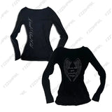 Shopmocho Unique Y2k Long sleeve Top Harajuku Solid color K-Sweet Punk Long sleeve T-shirt Rock Goth Streetwear Crop top Fashion Baby Tee