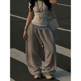 SHOPMOCHO Loose Women's Casual Pants Street Style Retro Trendy Spring Autumn New Fashionable Long Trousers Comfortable Polyester Fiber
