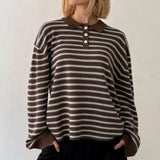 Shopmocho y2k Vintage Rib Knitted Striped Collared Sweater Loose Long Sleeve Pullover Knit Tops Casual Winter Autumn 2025 Sweatirt Clothes