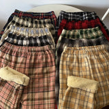 Shopmocho Women's High Waist Fleece Lined Wide Leg Pants Autumn Winter Comfortable Casual Korean Style Home Wear Slimming Trousers