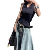 Shopmocho American Style High Waist Wide Leg Denim Jeans Retro Knife Edge Spring Autumn New Loose Fit Floor Length Pants