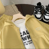 SHOPMOCHO High Quality Children's Composite Cotton Set 2026 Spring Autumn New Korean Girl Boys Letter Baby Casual Hooded Sports 2pcs Set