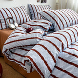 SHOPMOCHO Striped Printed Microfiber Duvet Cover Set Bedding Set, Breathable Lightweight Soft, Fade-Resistant Hypoallergenic Washable