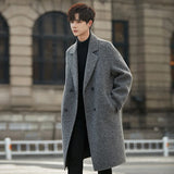 SHOPMOCHO 2025 Fall Winter New Double Faced Wool Overcoat Men Loose Collar High End Men Outerwear Mid Long Length Fashion Coat Blend Mens