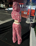 SHOPMOCHO Streetwear Pink Sportswear Two Piece Set Women Gothic Slim Fit Waist Zipper Hoodie Harajuku Retro Casual High Waist Sports Pants
