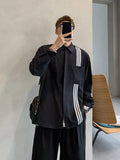 Shopmocho High End Men's Korean Style Shirt with Niche Design Woven Ribbon Splicing Light and Mature Temperament Long Sleeved Shirt Trend