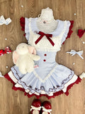 SHOPMOCHO Summer Sweet Preppy Style 2 Piece Sets Women Y2k Kawaii Lolita Design Tops + High Waist Chic Skirt Female Princess Retro Outfits