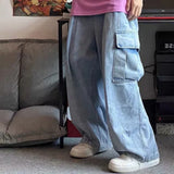 SHOPMOCHO Baggy Jeans Men's Oversize Cargo Korean Black Wide Pants Streetwear Hip Hop Harajuku Male Fashion Straight Denim Pants
