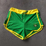 Shopmocho 2025 Summer New Women Fashion Green Shorts Brazil Pattern Embroidery Beach Shorts Drawstring Elastic Waist plus size shorts