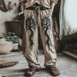 Shopmocho Men's retro Viking Celtic art knot 3D printed casual pants drawstring straight leg pants summer beach pants