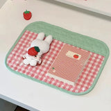 SHOPMOCHO Cute New Pink Love Quilted Japanese Style Ancient Table Mat Tablecloth Ins Style Student Desk Material Heart Shaped Table Mat