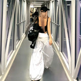 SHOPMOCHO MEXZT Y2K White Cargo Pants Women Streetwear Embroidery Baggy Sweatpants Harajuku Wide Leg Joggers Summer Oversized Trousers New
