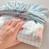 Shopmocho Washed Cotton Fitted Sheet with Elastic Bands Non Slip Adjustable Mattress Cover Printed  Pure Cotton  for Double King Queen